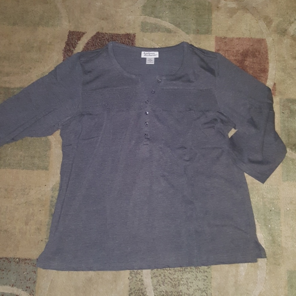 Anthony Richards tunic top v neck gray 1x